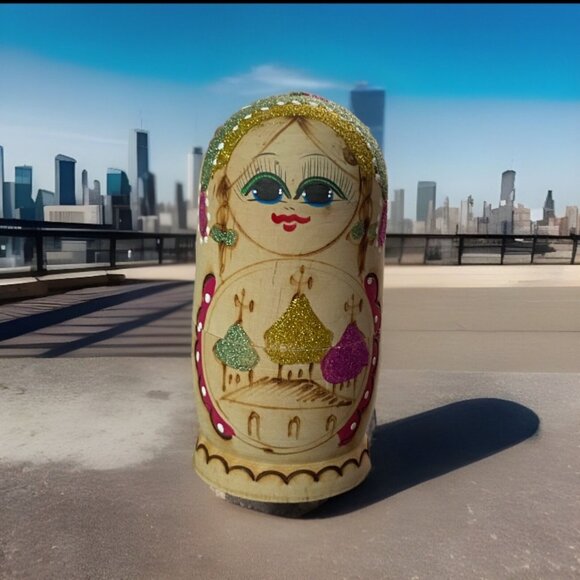 Vintage Russian Matryoshka Nesting Doll Set Hand-Painted Wood Folk Art 6 Piece C - Picture 6 of 16